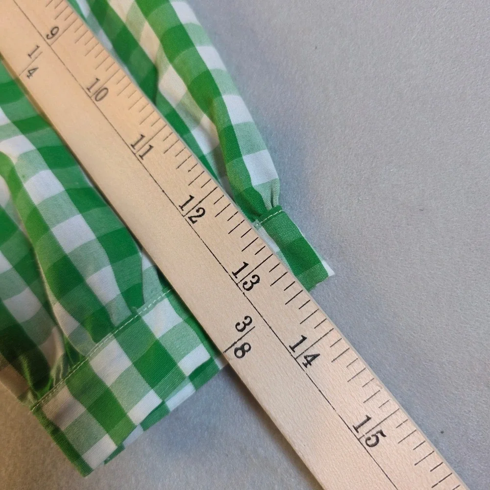 Delaney Girls Green White Gingham Check Long Sleeve Dress Peter Pan Collar 4T